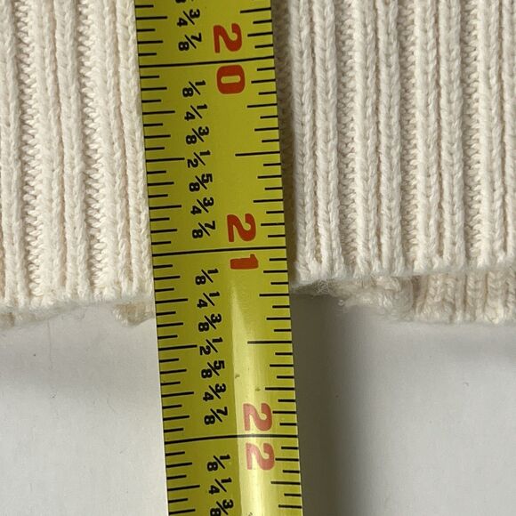 LOFT Sz L Chunky Knit V-neck Cropped Sweater Ivory 4 Button Cardigan - Picture 9 of 9